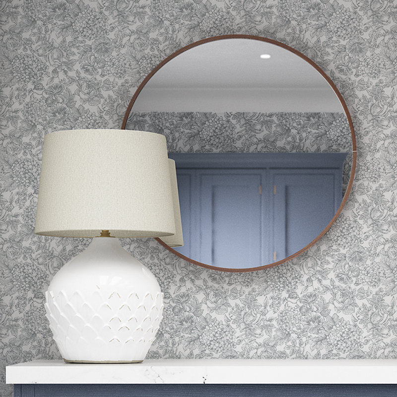 Louise 33' L x 21" W Wallpaper Roll, Slate Gray