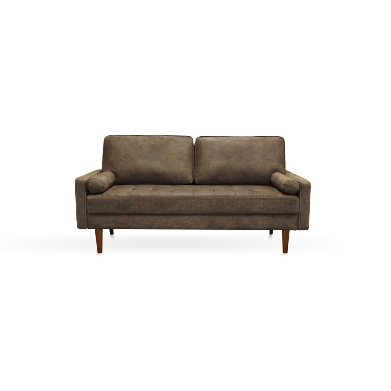 Aisha 70" Faux Leather Loveseat - Vintage Style