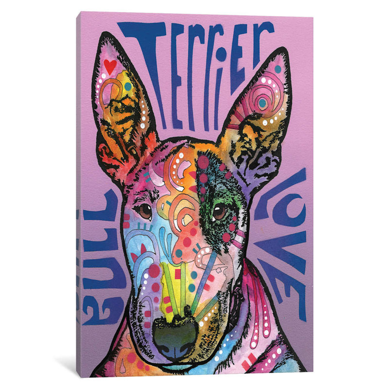 «Dean Terrier» par Dean Russo, impression sur toile tendue, H 24 po x l 16 po x P 1 po, Papier d'art encadré noir, Blanc