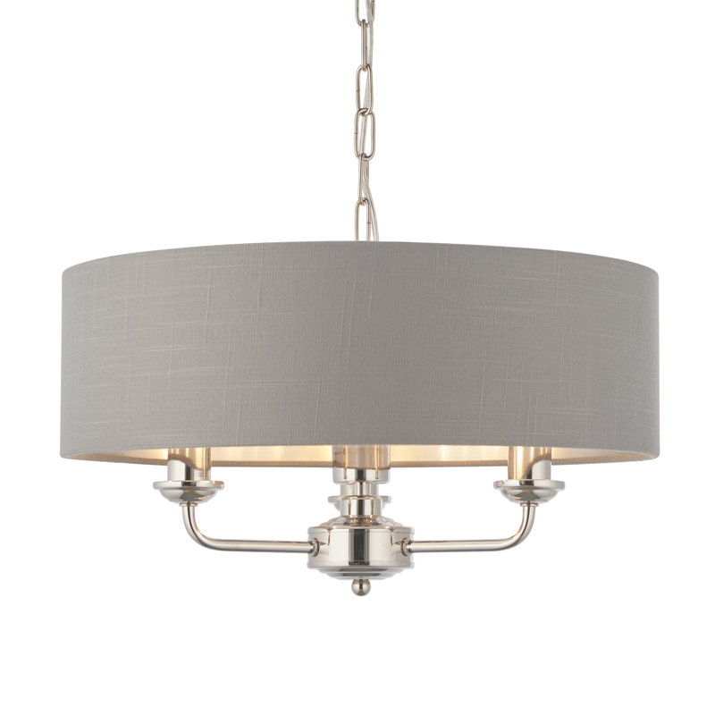 Landover 3 - Light Drum Chandelier, Bright Nickel, Charcoal