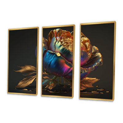 " Rainbow Peony Liquid Gold III " 3 - Pieces