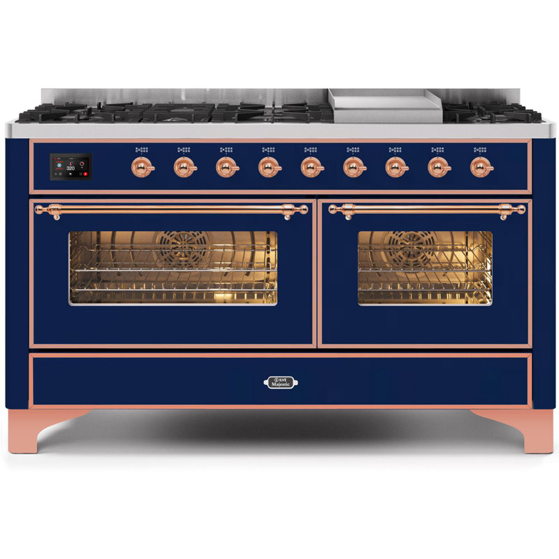 Majestic II 60" 5.02 cu. ft. Freestanding Dual Fuel Range with Griddle, Liquid Propane, Matte Graphite/Bronze
