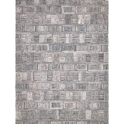 Naturals Hand Tufted Geometric Area Rug in Charcoal/Ivory/Silver