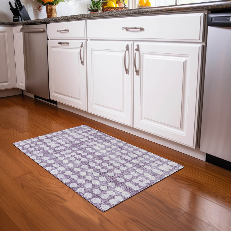 Tapis mauve de qualité supérieure lavable à la machine Prisco, Rectangle 1 pi 8 po x 2 pi 6 po