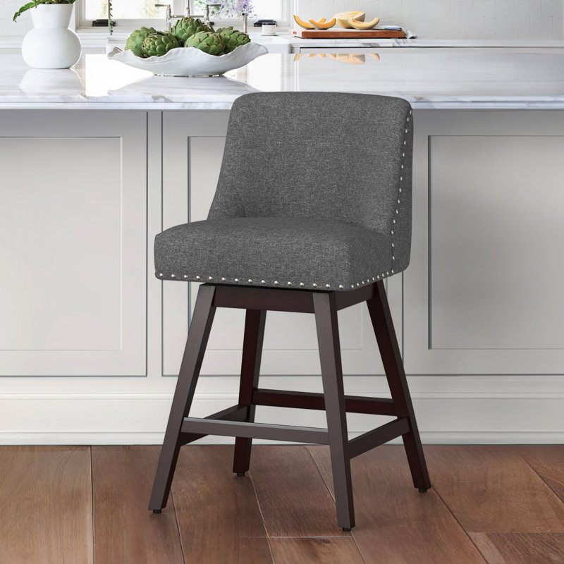 Tabouret pivotant 26 po Amania, Siège gris / cadre gris foncé