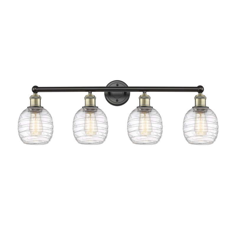 Éclairage pour meuble-lavabo 4 lumières Carlucci, Déco tourbillon, Laiton antique noir