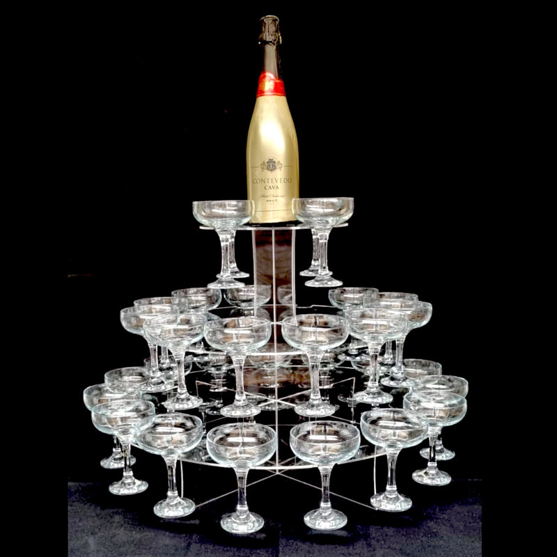 1 Bottle Tabletop/Countertop Wine Bottle & Glass Rack in Clear