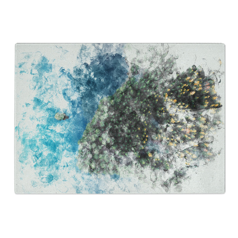 Tempered Glass Forest by the Lake Chopping Board, 28.5 cm x 39 cm