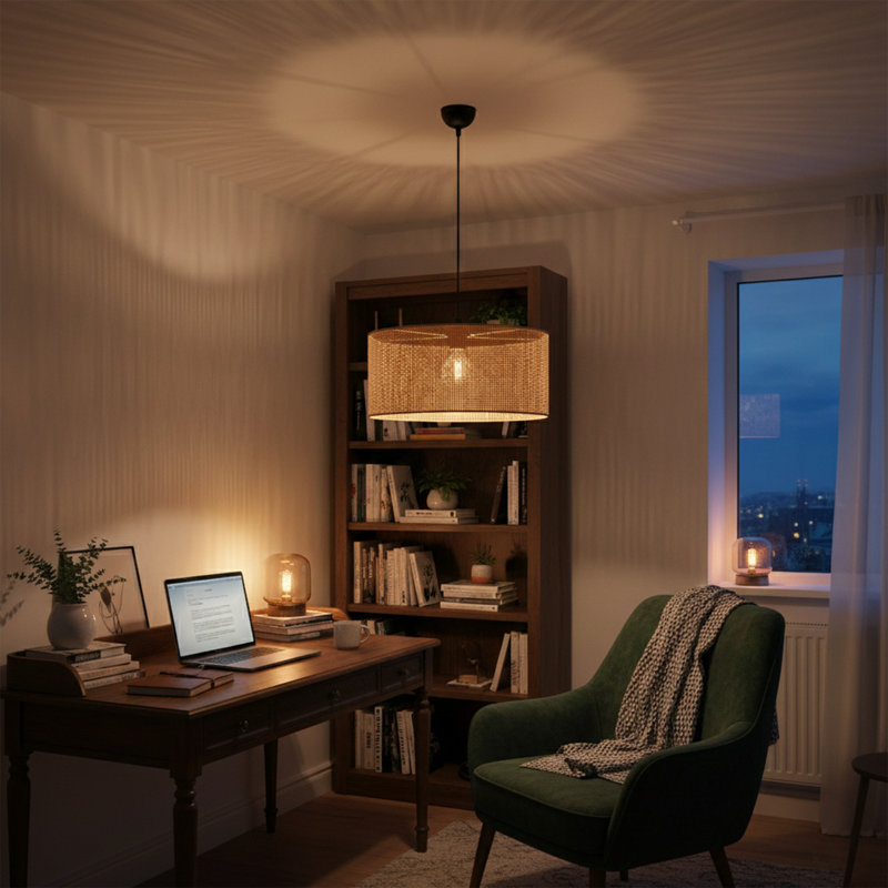 Lustre en bambou 1 lumière Oasis, Brun chaud