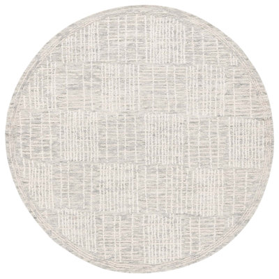 Wigbrecht Abstract Hand Tufted Wool Cotton Geometric Rug in Ivory/Gray