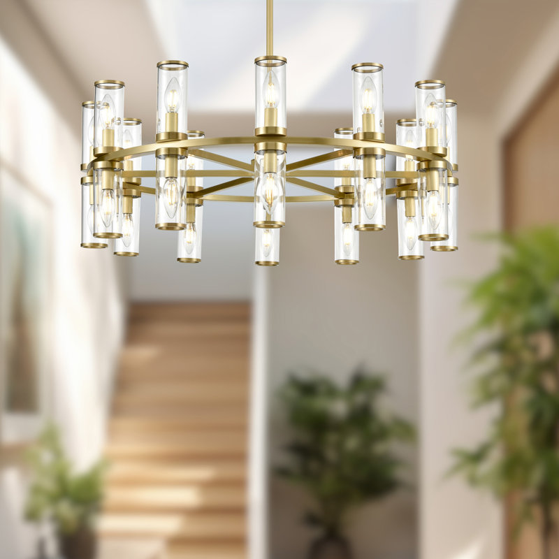 Revolve 24 - Light Chandelier, Natural Brass