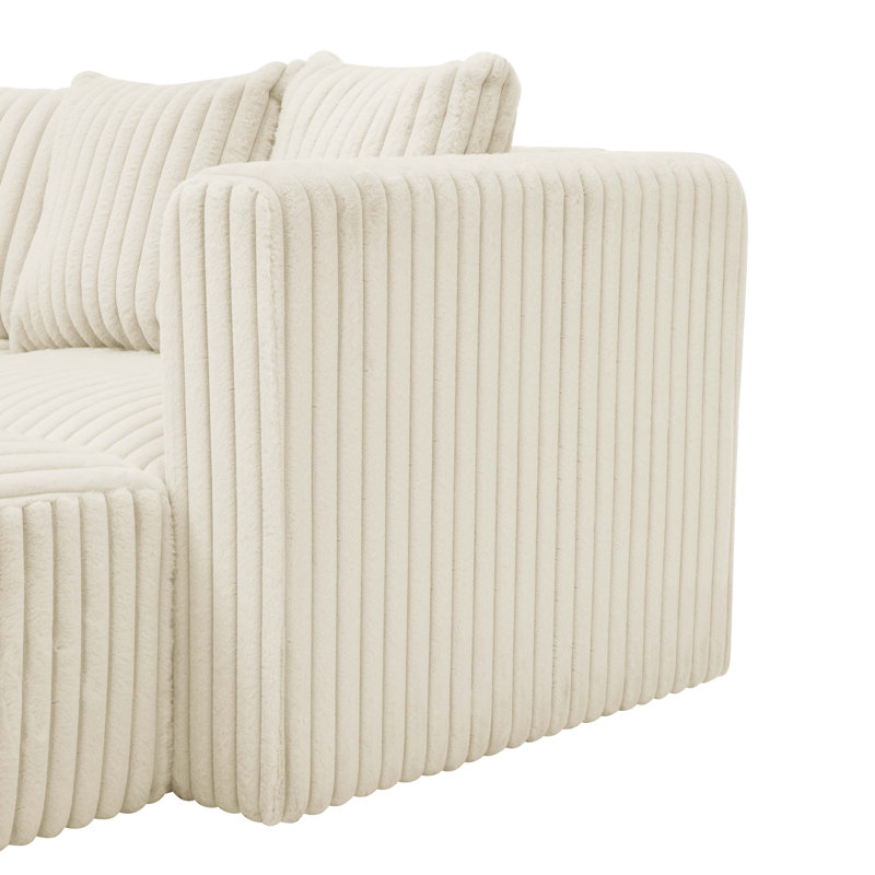 Dalmerlington Modular Sectional, Beige Faux Fur