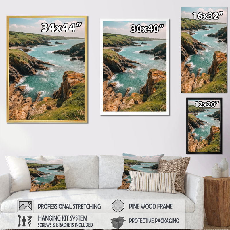 " Coastal Horizons VI ", 32" H x 16" W x 1" D, Silver Single Picture Framed