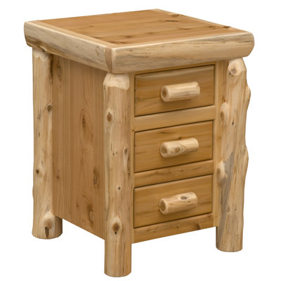 Fireside Lodge Cedar Log Three Drawer Nightstand - Natural