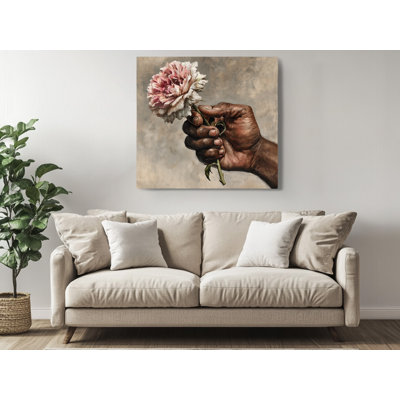 Reproduction d'art sur toile, pivoine rose élégante