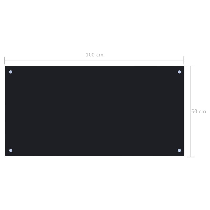 Black Tempered Glass Peel and Stick Kitchen Backsplash 39.4" x 19.7"
