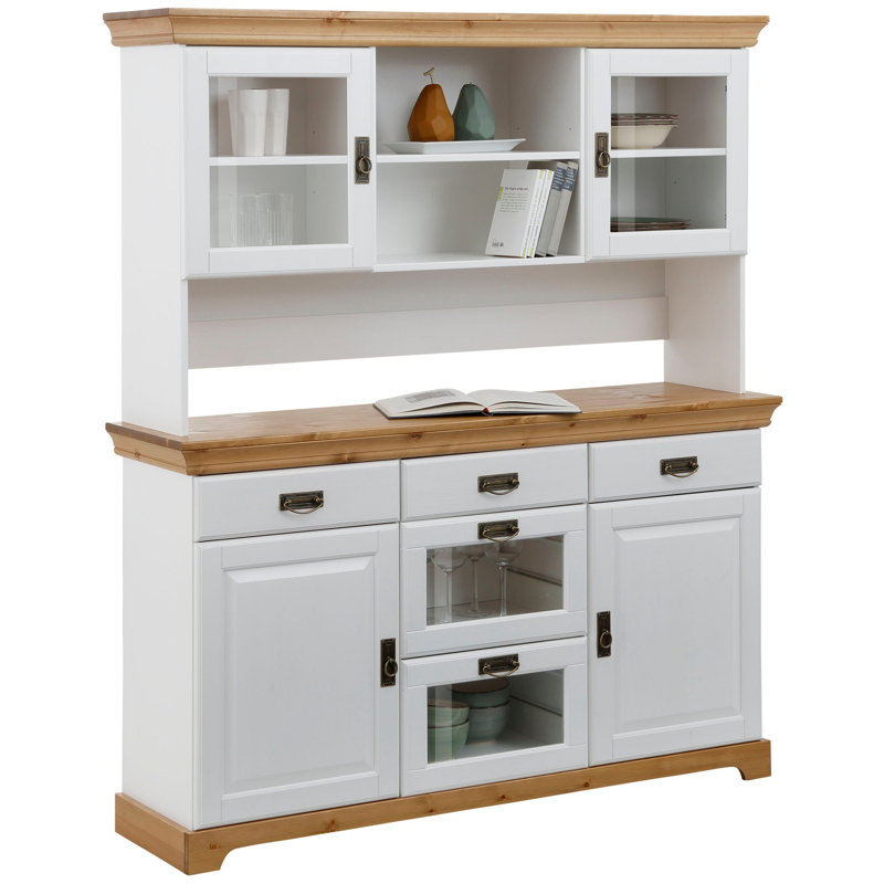 Harrietstown 145cm Solid Wood Sideboard, White/Natural