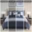 Elegant Navy 8 Piece Bedding Sets Polyester Embroidered For Home