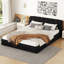 Grand lit plateforme tapissier, noir