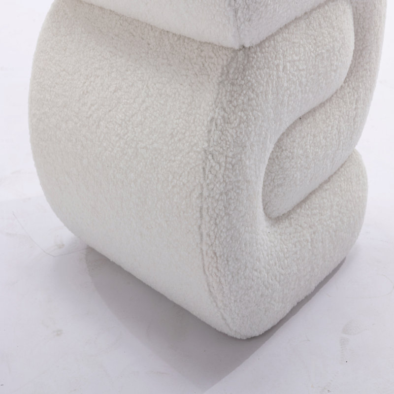 Tabouret de maquillage avec repose-pieds Teddy, Ivoire ivoire