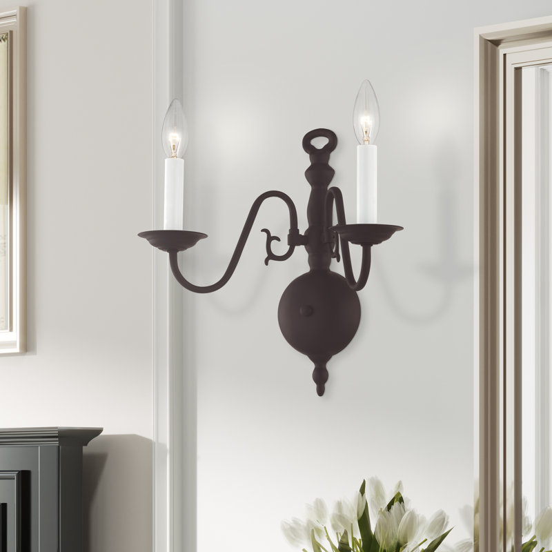 Benedetto Steel Candle Wall Light, Bronze