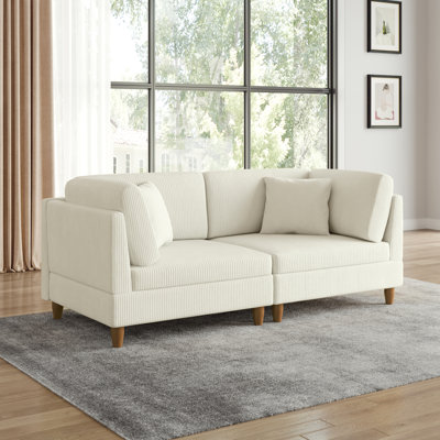 Seemab 2 - Piece Upholstered Corduroy Modular Sectional with Pillow Back and Solid Wood Legs
