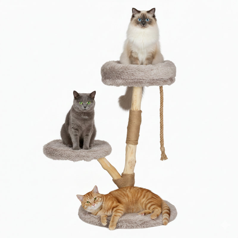 Arbre à chat, arbre à chat d'intérieur avec poteaux à griffer en bois