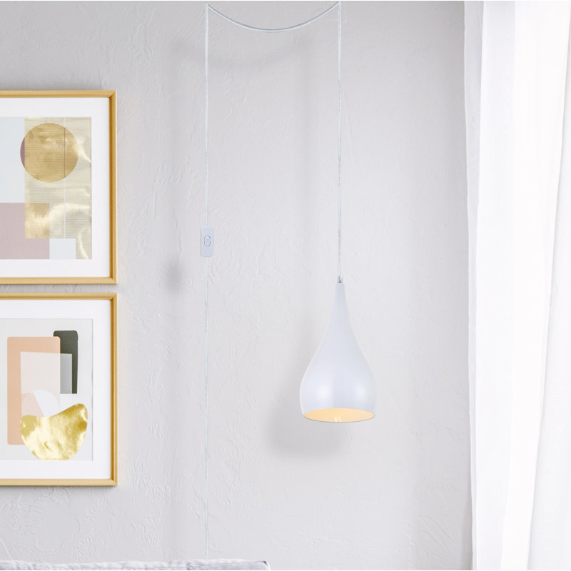 Luminaire suspendu à 1 lumière en forme de goutte, Blanc