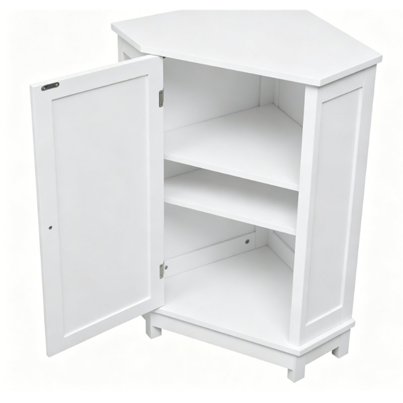 Rangement d'angle pour armoire de salle de bain avec tablettes réglables, panneau de fibres à densité moyenne moderne pour une utilisation efficace de l'espace