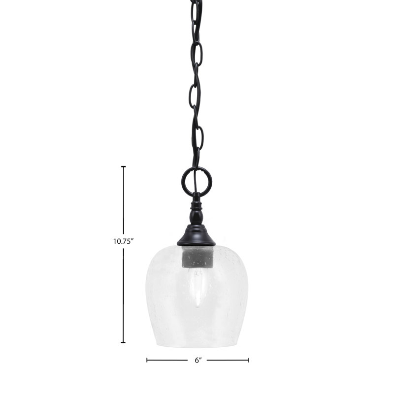 Mini-luminaire suspendu en chaîne avec verre, Noir mat