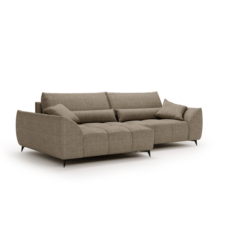 3 Seater Corner Sofa, Brown, Left Hand Facing