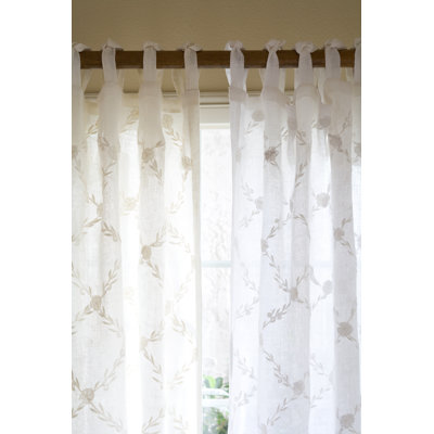 Trellis 100% Linen Sheer Single Curtain Panel