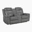 Causeuse inclinable manuelle en cuir fleur 75,5 "Elara avec console centrale, prises de courant intégrées et conception à fixation murale-2075171169