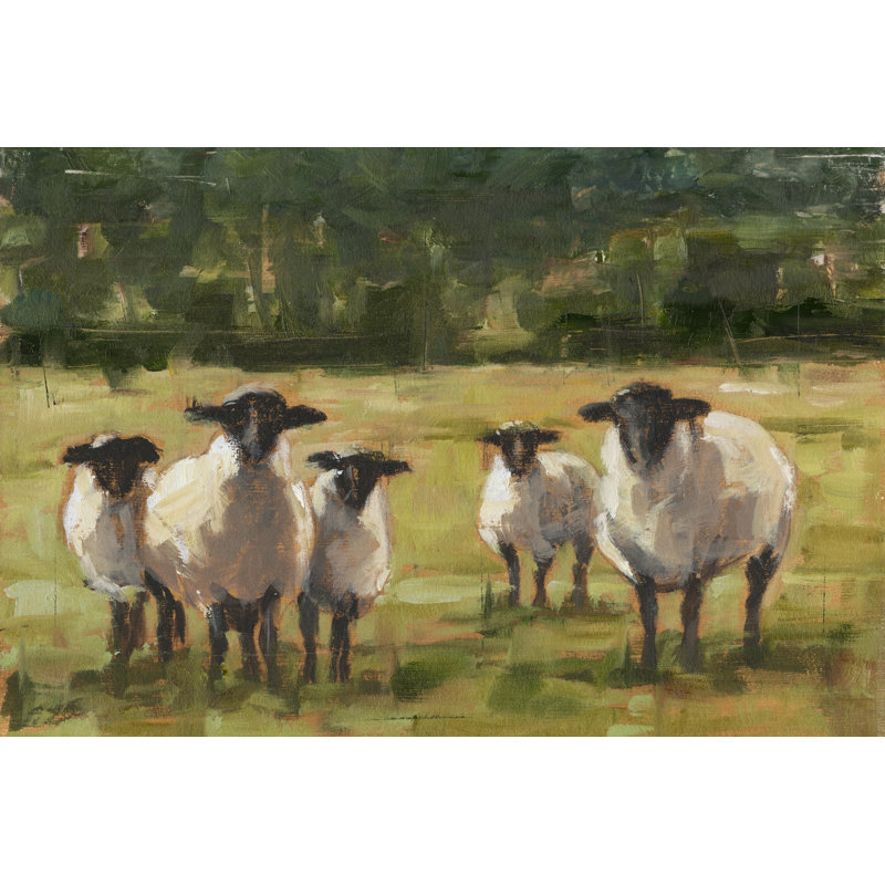«Sheep Family I», reproduction, H 8 po x l 12 po, Non, Encadrement argenté