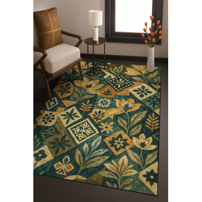 Tapis tissé traditionnel bleu marine Mosso