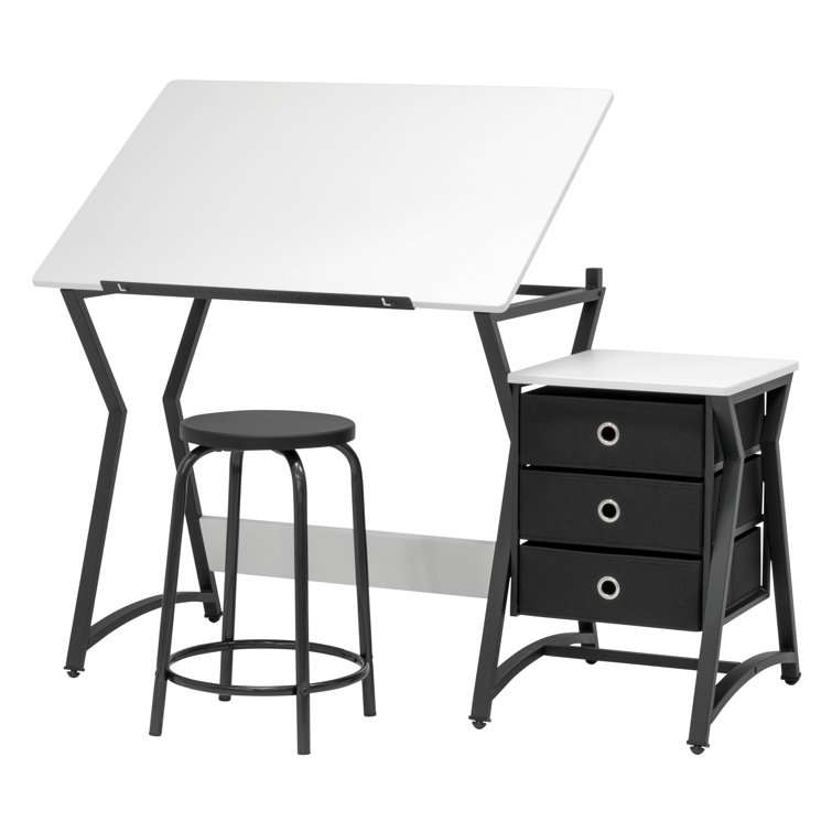 Hourglass Craft Center, 2pc Angle Adjustable Drafting Table and Stool