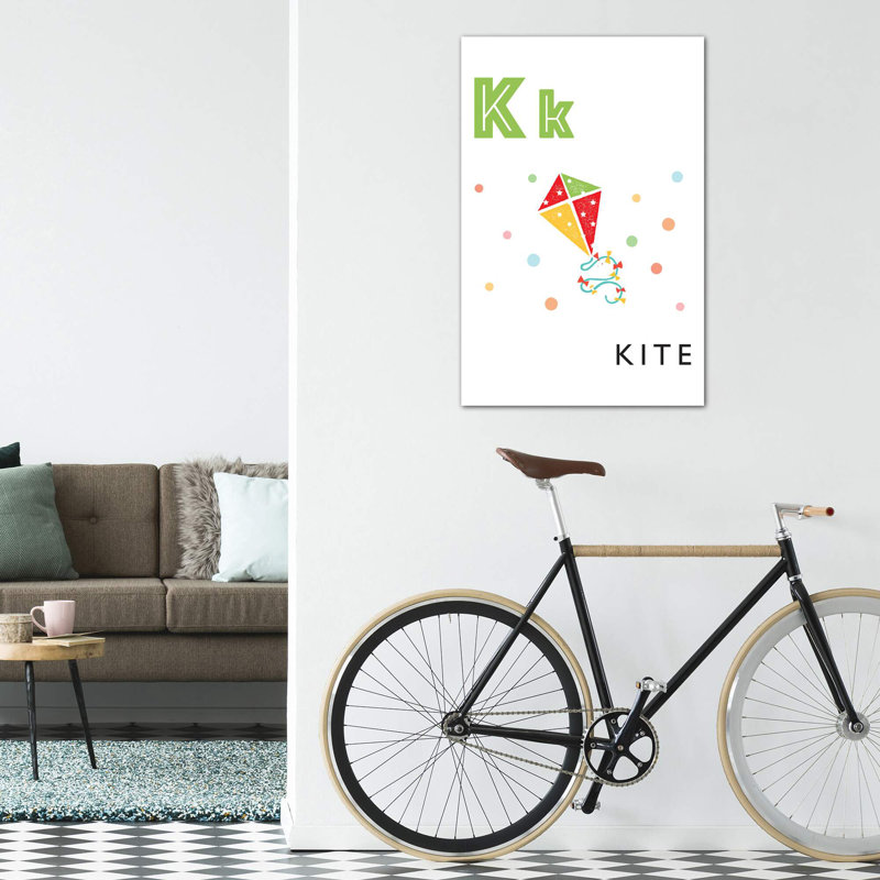 Alphabet Flash Cardes K - impression d'art graphique, Pas de tapis, Toile tendue, H 40 po x l 26 po x P 1,5 po