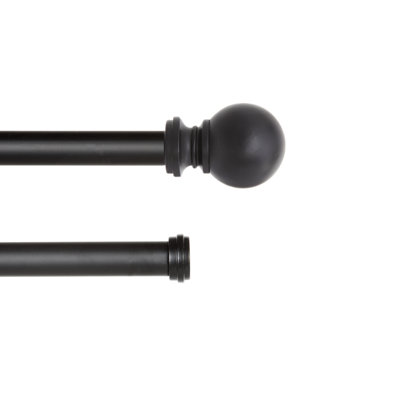 Newport Wakefield Double 5/8" Black Adjustable 0.625'' Double Curtain Rod
