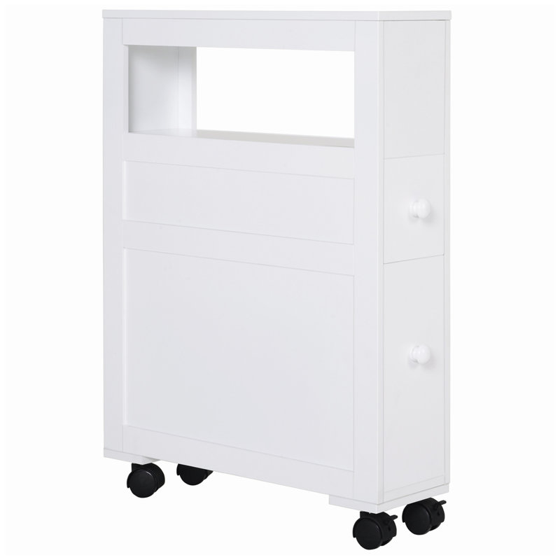Armoire de rangement à roulettes étroite en bois 6,25 po x 20,5 po x 28,25 po - Blanc