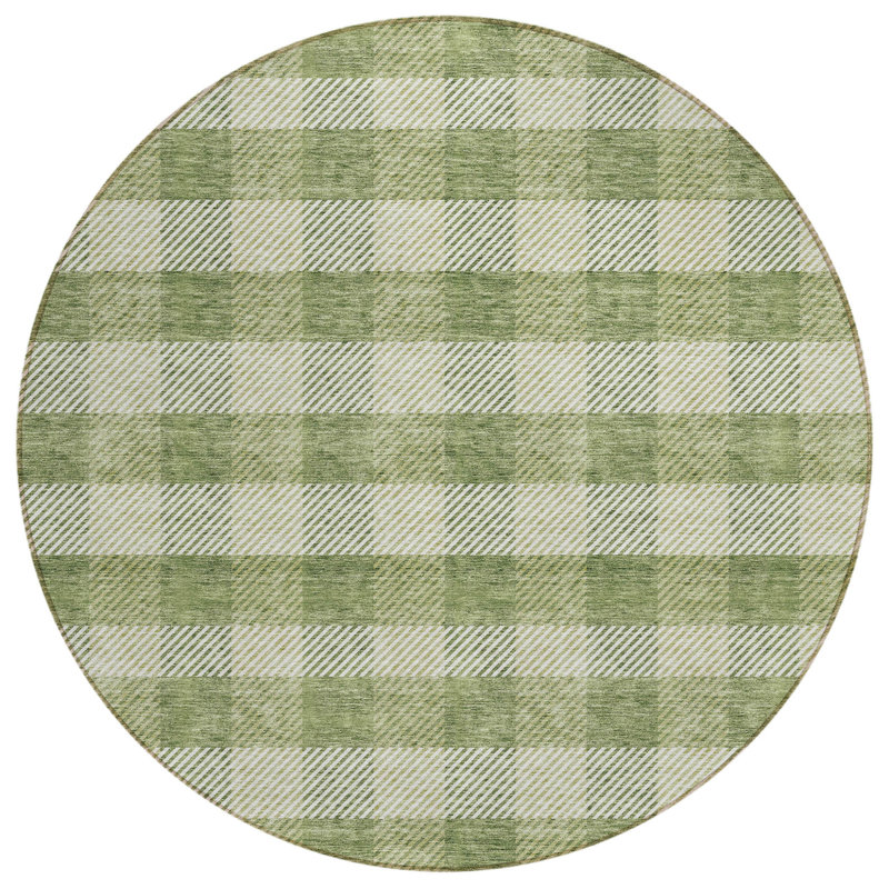 Tapis intérieur lavable rond vert et vert 8 pi HomeRoots