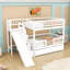 Lit superposé simple au-dessus de simple avec lit gigogne simple, escalier de rangement, glissière intégrée et garde-corps-129937306