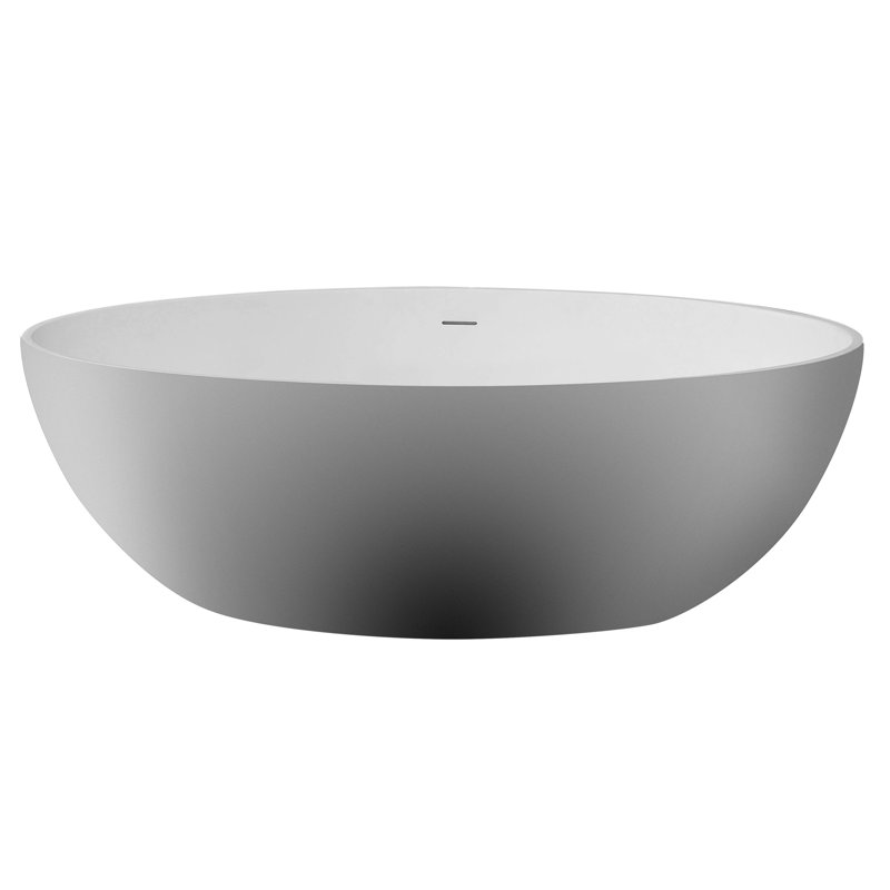 67'' Matte White Resin Freestanding Soaking Bathtub