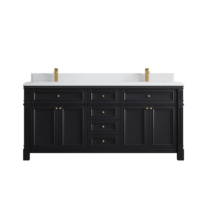 Halsey X P 22 po Meuble-lavabo double en D avec quartz blanc Cove Edge