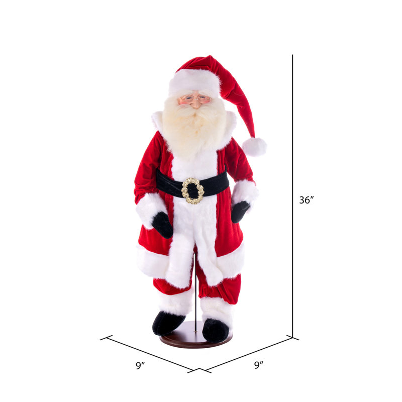 La poupée de père Noël en velours rouge traditionnel 36 po avec support Holiday Aisle®.