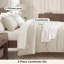 Ensemble d'édredon literie grand lit, literie prélavée douce beige, ensemble de lit plissé rayé 3 pièces pour toutes les saisons, 1 édredon et 2 taies d'oreiller-124410920