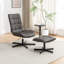 Ensemble de sièges 2 pièces Roundhill Furniture, fauteuil d'appoint et repose-pieds capitonnés en similicuir brun-1698572330-1698572329
