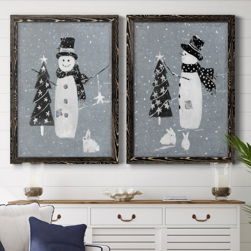 «Snowman Galvanized I», ensemble de 2 reproductions, Pas de tapis, H 37,5 po x l 55 po x P 1,5 po