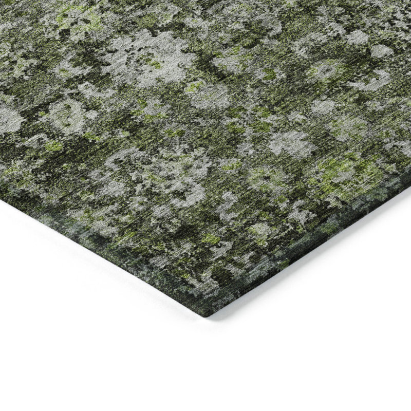 Tapis intérieur / extérieur oriental lavable vert et olive 9 pi x 12 pi HomeRoots