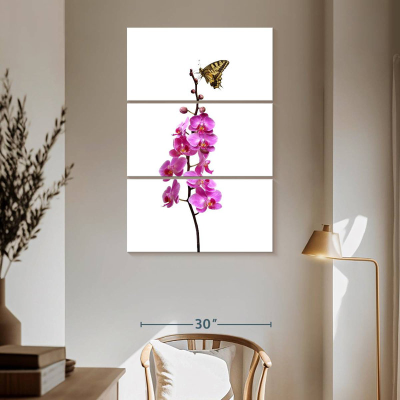Brampt Butterfly On Orchid Stalk, 65" H x 42" W
