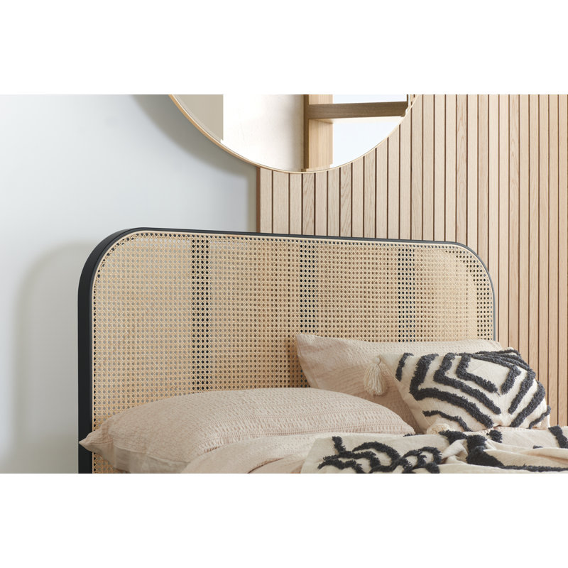 Adeoye Rattan Panel Bed, Black, Kingsize (5')